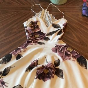 White Open Back Floral Summer Dress